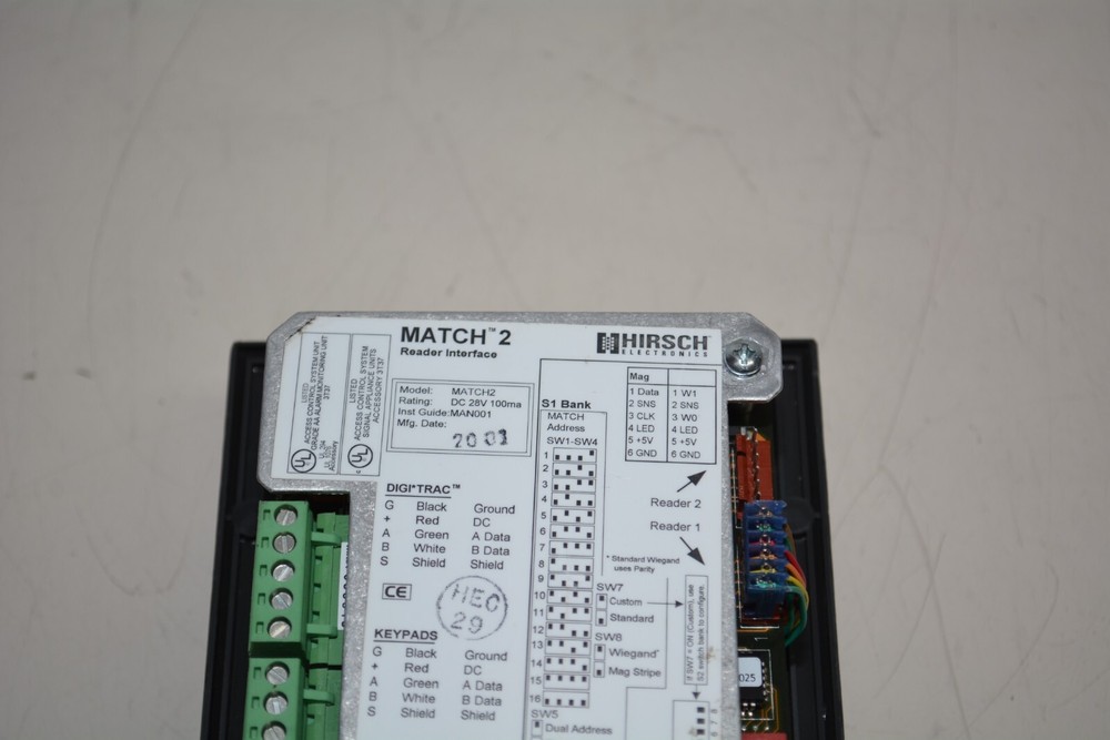 HIRSCH ELECTRONICS Match 2 Reader Interface #W3977