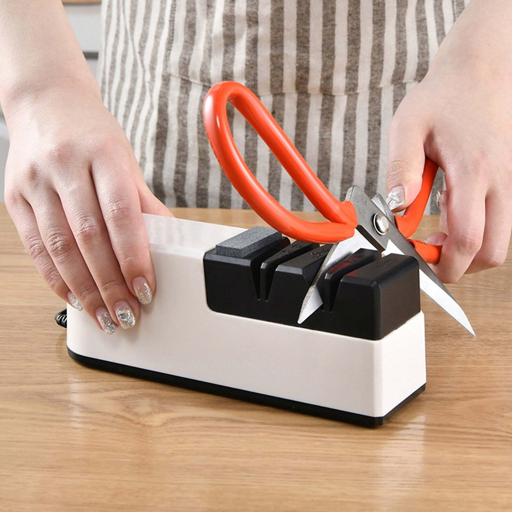 USB Electric Knife Sharpener 3 Stage Kitchen Sharpening Stone Grinder Scissors