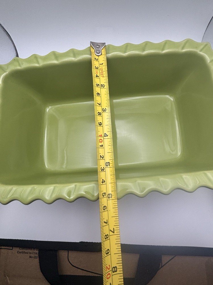 Chantal Lime Green 1.5 Qt Rectangular Stoneware Ruffled Edge Baking Loaf Pan