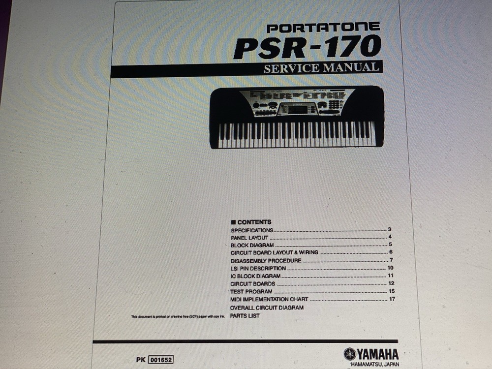 Yamaha Psr-170 Service Manual Digital