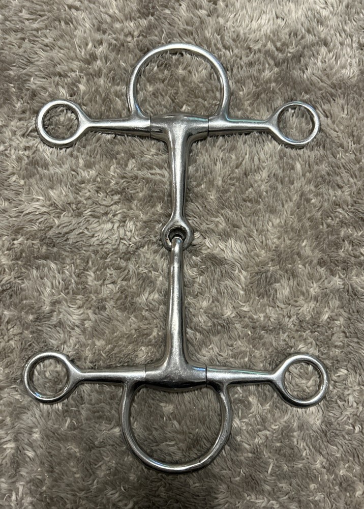 Nice 5-5.25” Single Joint Stainless Steel Elevator Snaffle Bit Soft Leverage EUC