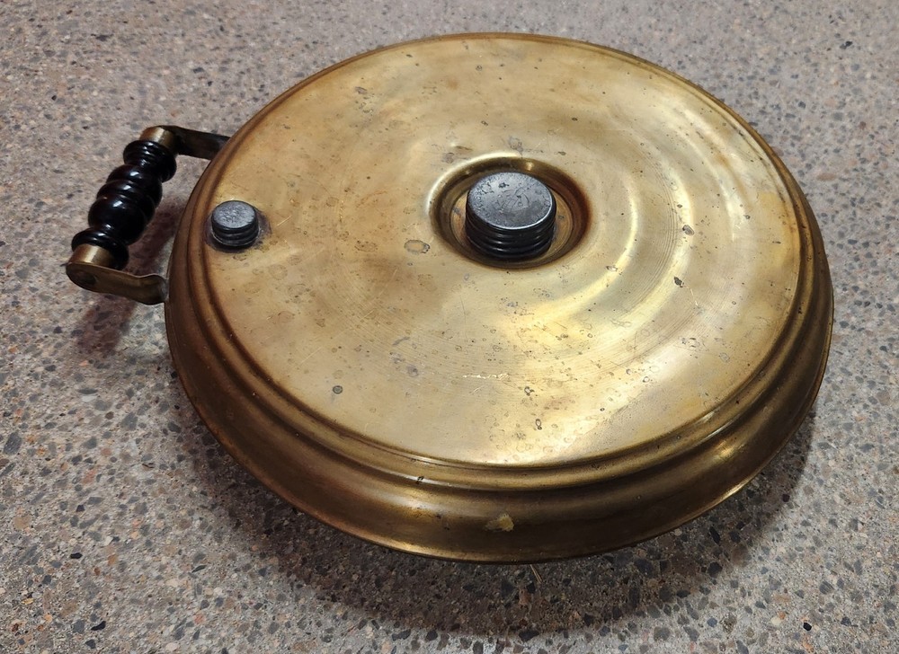 Antique Brass Round Bed Foot Warmer Container