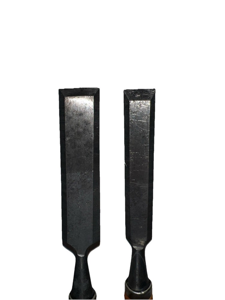 Vintage 2-Beveled Edge Socket Chisel 3/4" & 1" Unbranded
