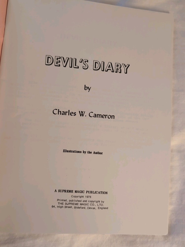 Devil's Diary - Charles W Cameron Supreme Magic 1976