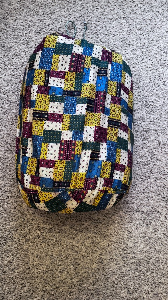 Vintage 1970's Quilted Multi Color Patchwork Boho Sleeping Bag READ