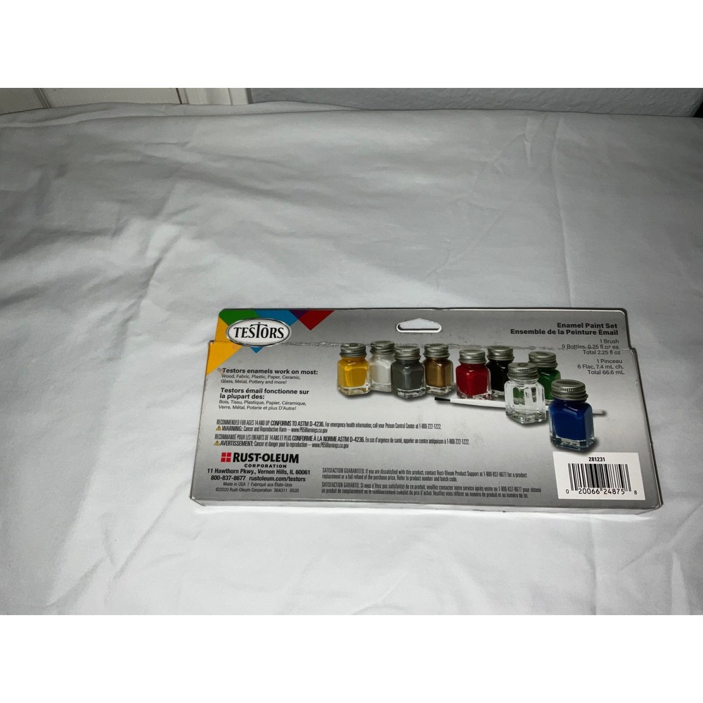 Testors Enamel Paint Set Multi Surface Maximum Coverage 10 Piece With Brush