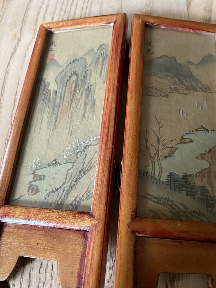 Vintage Chinese Folding Tea Screen Signed And Stamped