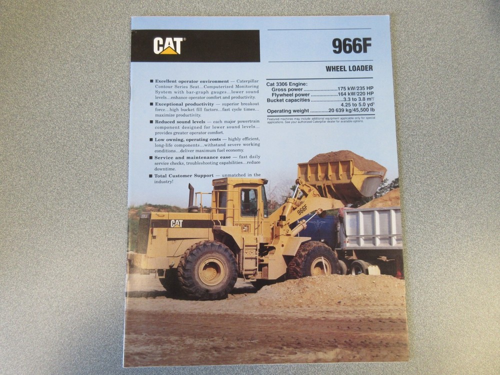 Caterpillar 966F Wheel Loader Brochure 22 Page Good Condition