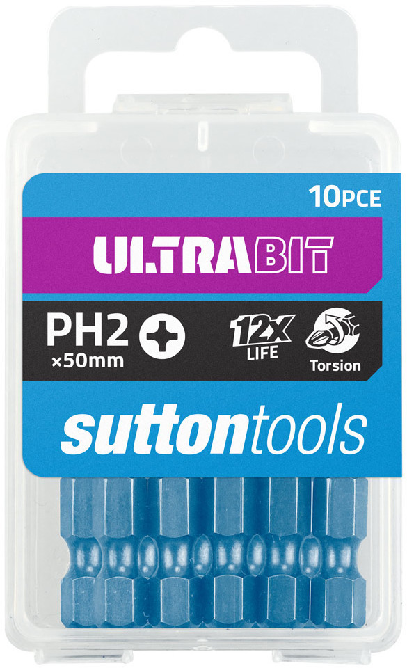 10 x SUTTON IMPACT ULTRABIT PHILLIPS HEAD PH2 x 50mm INSERT BITS - GERMAN MADE