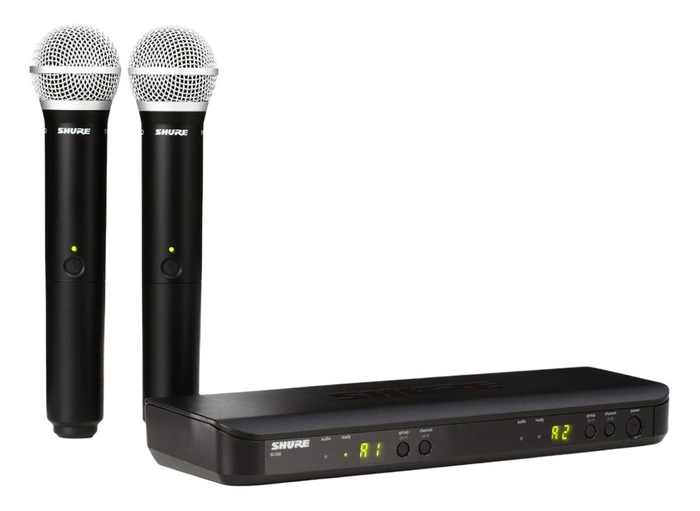 NEW Shure BLX288/PG58 With 2 Microphone Handheld Wireless Microphone System Come