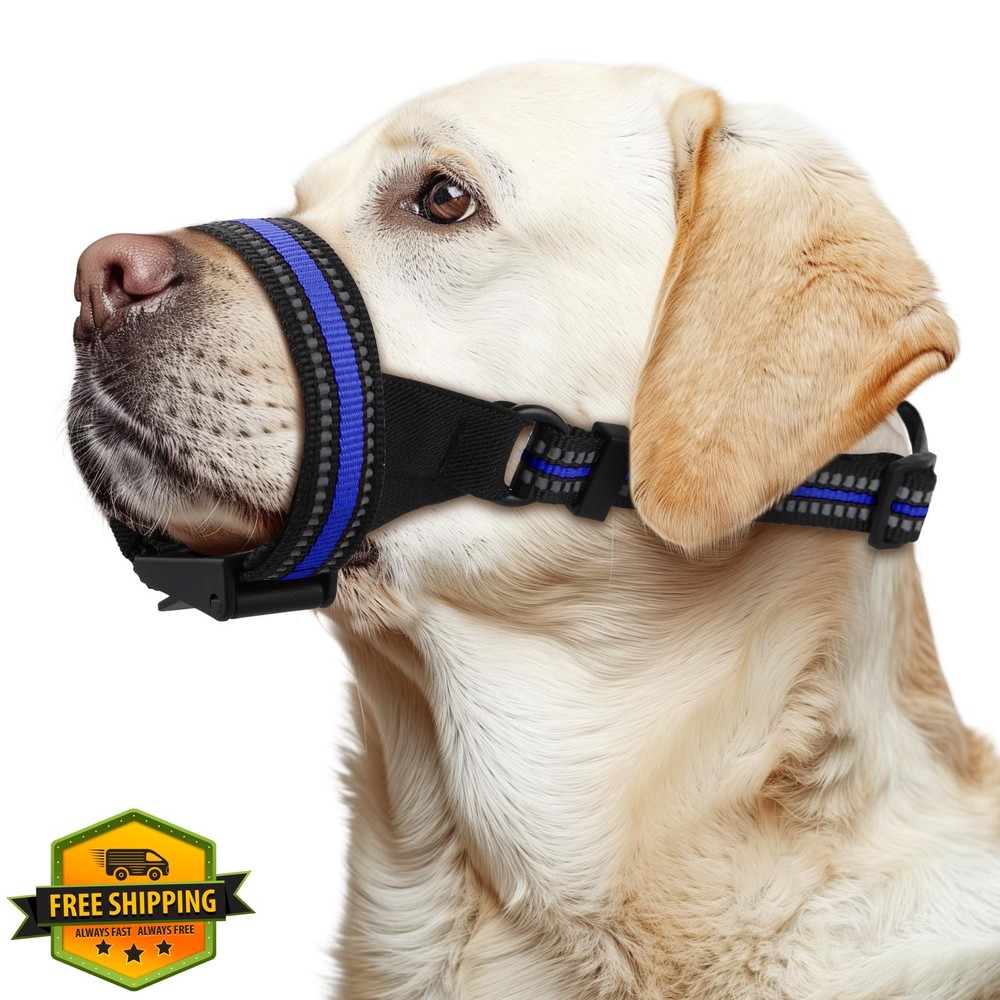 BONTHEE Dog Muzzle Adjustable Breathable Soft Anti-Bite Medium Large Dogs