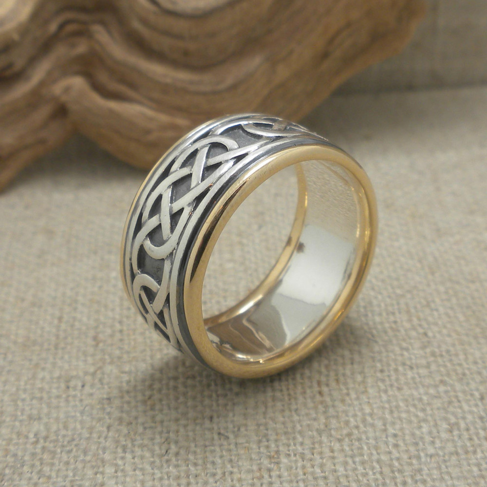 Sterling Silver & 10K Celtic Knot Wedding Ring KEITH JACK Various Sizes