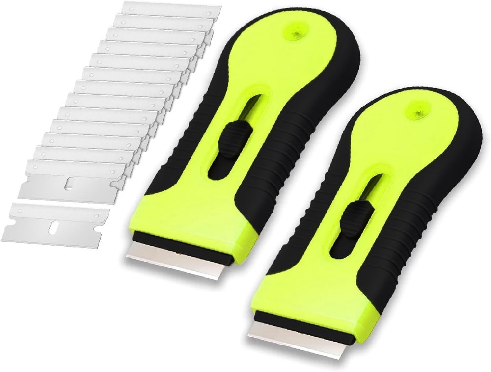 Bates Black & Green Razor Scraper Tool Set - 30 Blades, Ergonomic & Lightweight