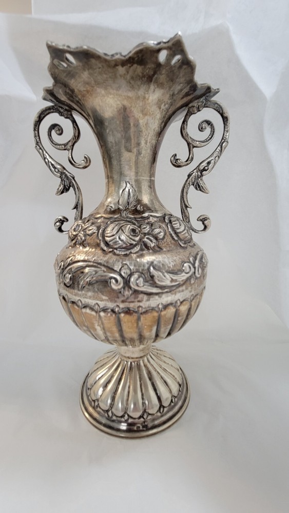 STERLING SILVER REPOUSSE VASE