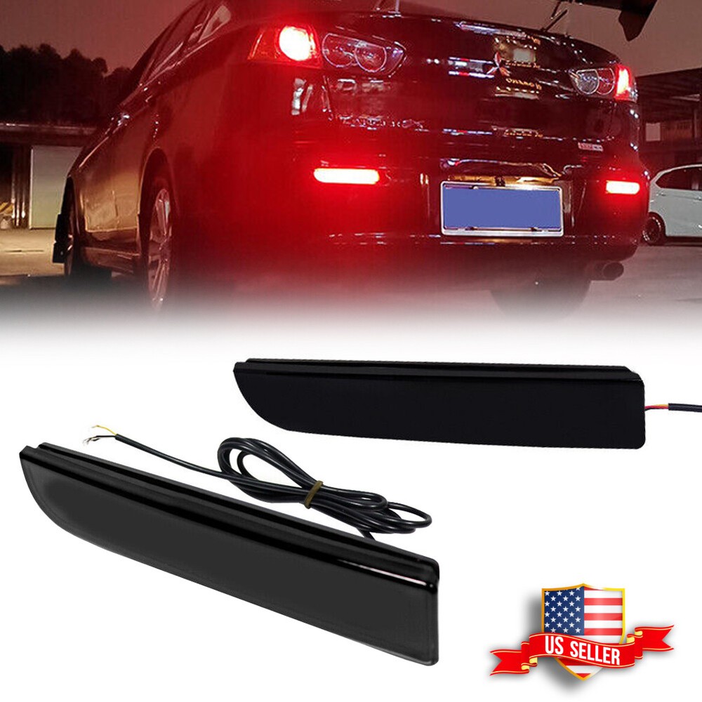 For Mitsubishi Lancer Evo Rear Bumper Reflector Tail Brake LED w/Turn Signal Kit