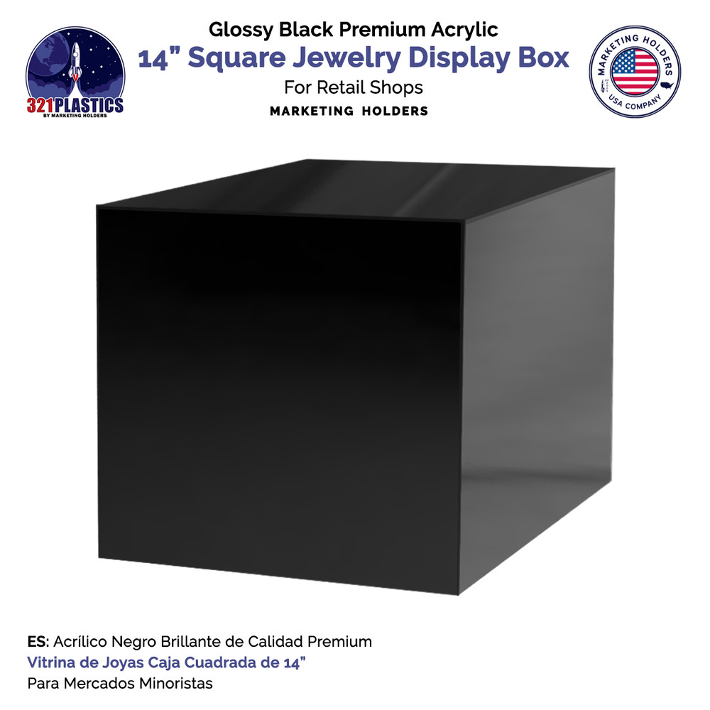 14 Inch Black Acrylic Display Box Versatile Square Merchandise Bin