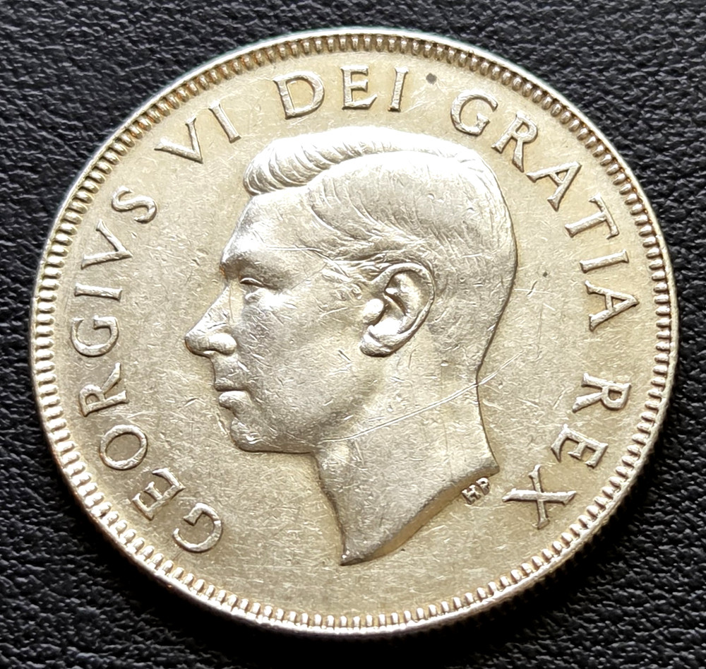 1952 Canada Silver 50-Cent Half Dollar Coin - 80% Silver