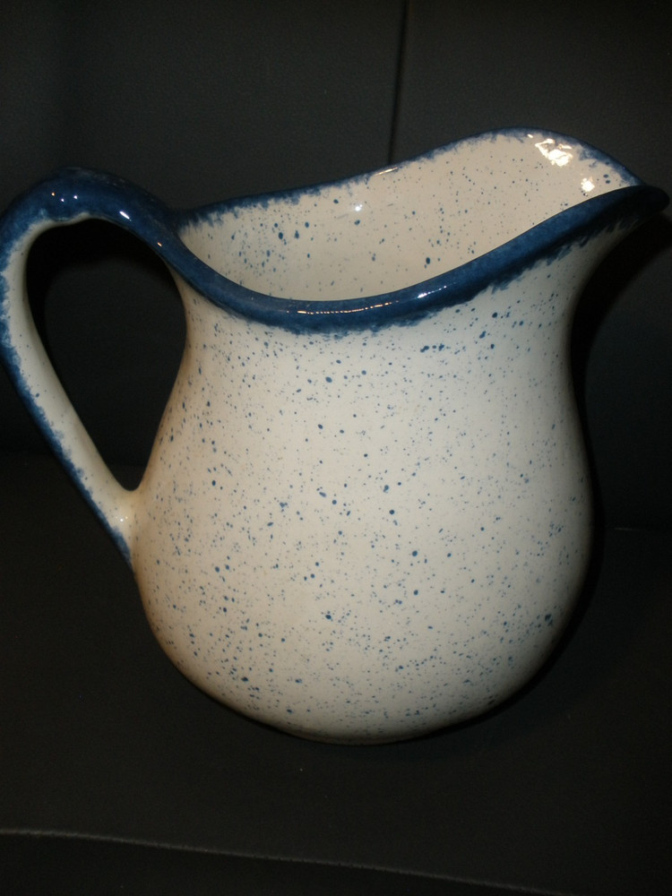 Large Hand Painted Ceramic Pitcher with Cow 9" Tall