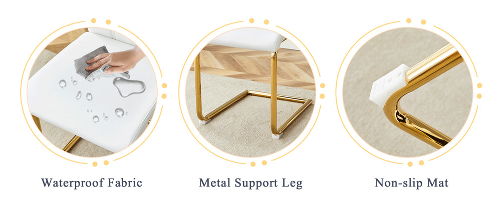 White PU Dining Chair Set.Uniquely designed white dining chairs. PU material,