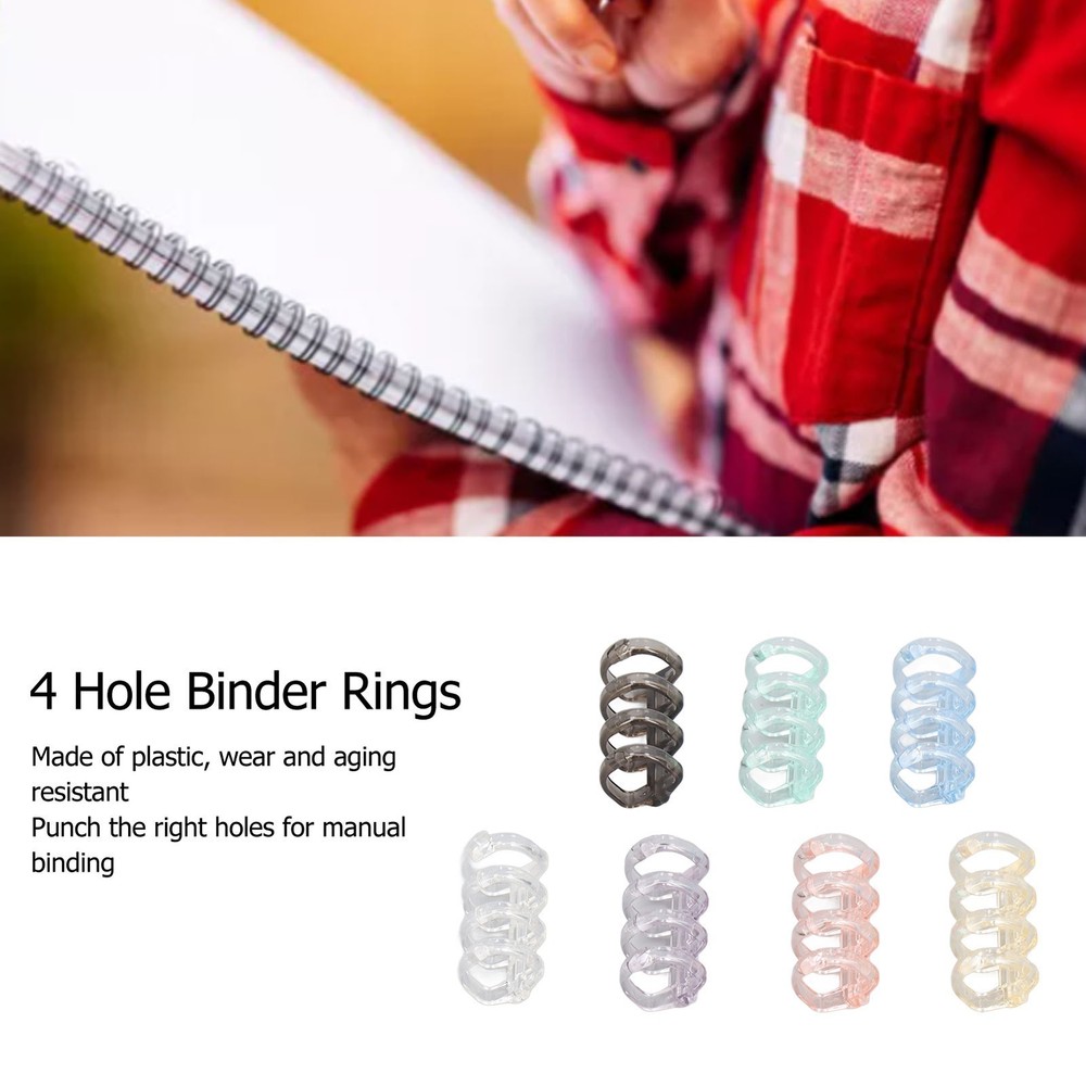 70PCS 4 Hole Binding Spines Plastic Split Loose Leaf Rings Multiple Colors