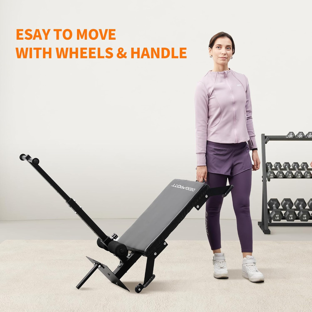 Nordic Curl Machine, Adjustable Hamstring Curl Bench, Glute Machine with Bands a