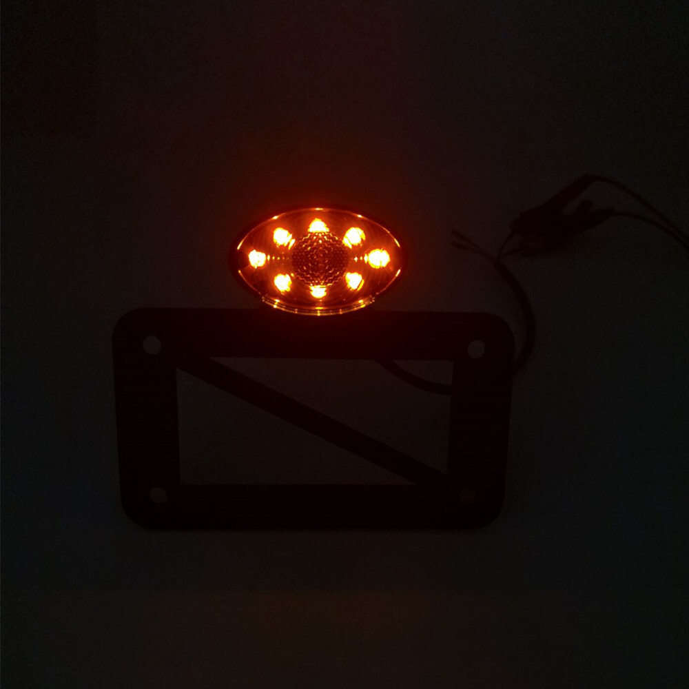 Black Left Side Mount LED Tail Light License Plate Bracket For Harley Bobber