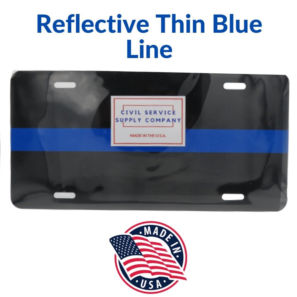 Thin Blue Line Plate Tag and Frame Kit - Thin Blue Line License Plate Reflective