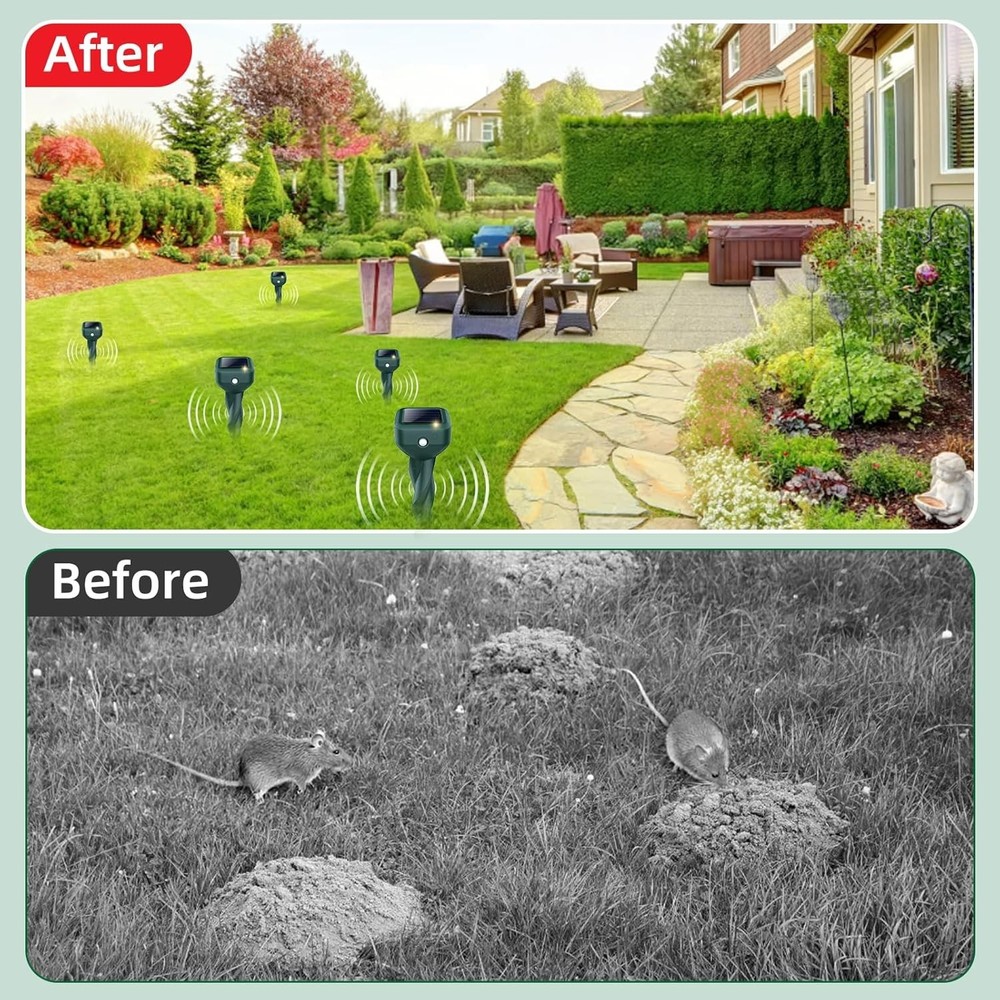Mole Repellent Solar Powered, 8 Pack Snake & Skunk Repellent for Yard