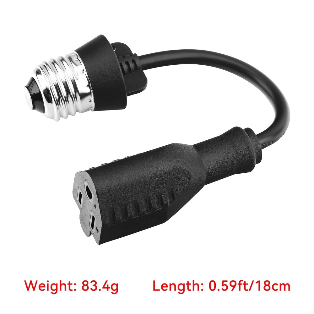 3 Outlet Light Socket Adapter,Convert E26/E27 Bulb Socket to 3 Prong Outlet