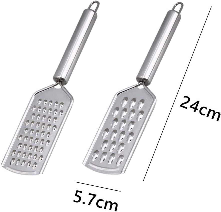 2Pcs Mini Cheese Grater With Handheld Shredder Kitchen Small Silver