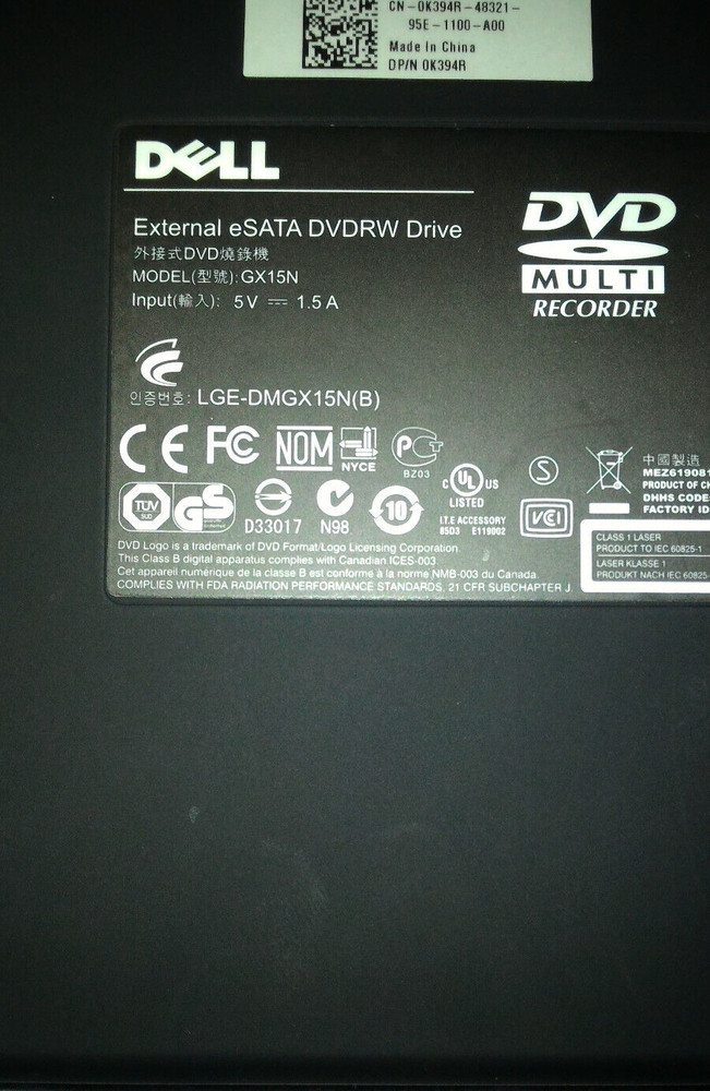 Genuine Dell GX15N External eSATA DVDRW