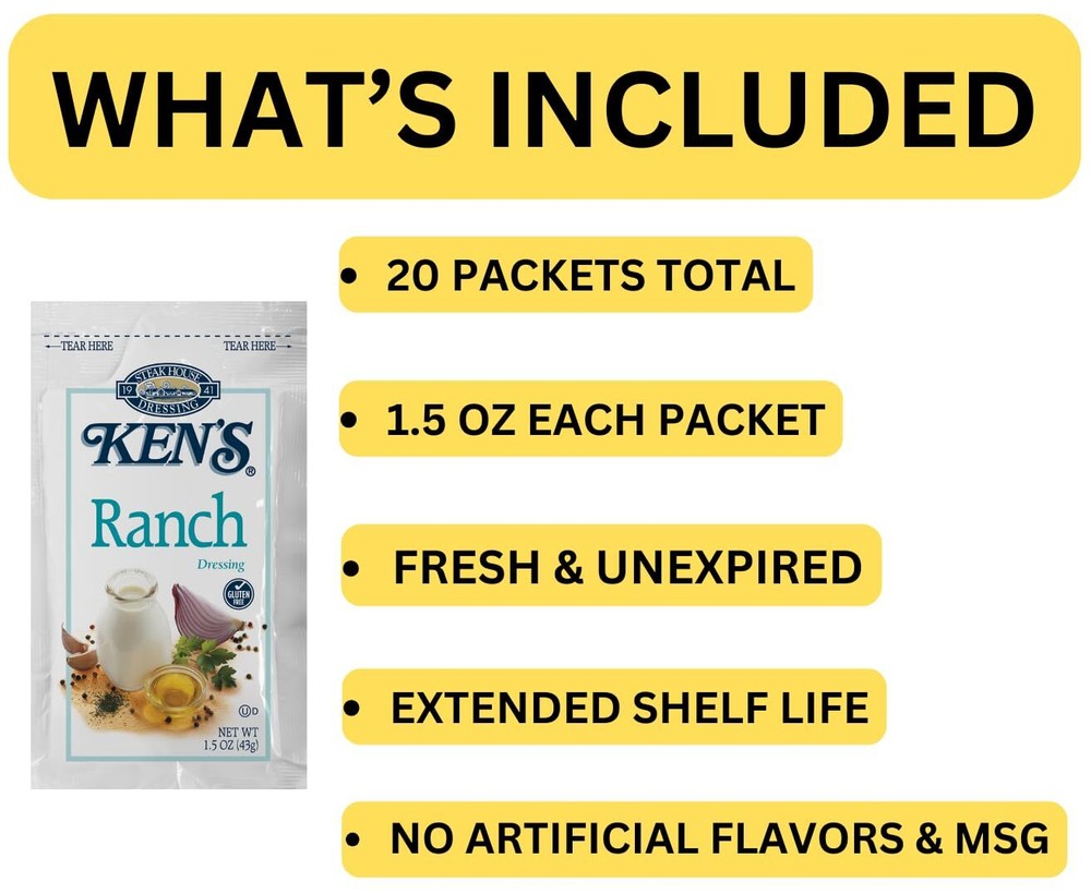 20 Count | Salad Dressing Packets | Individual Single Serve Salad Dressing