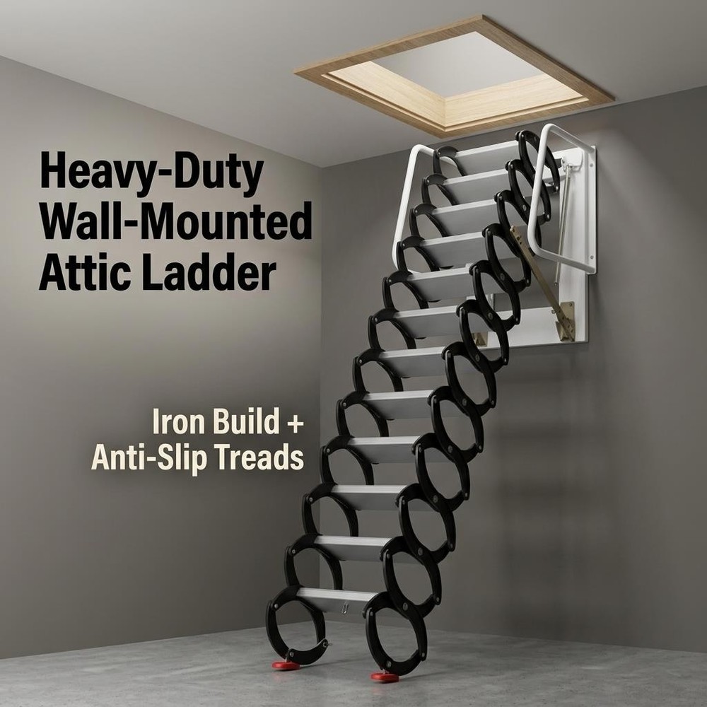 Pull Down 12 Step Attic Stairs,for Loft, Warehouse, Rooftop, School, Hospital