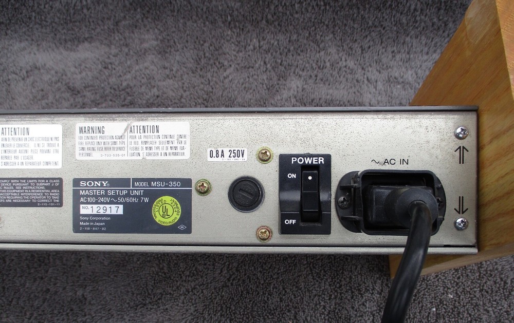 SONY MSU-350 Master Setup Unit