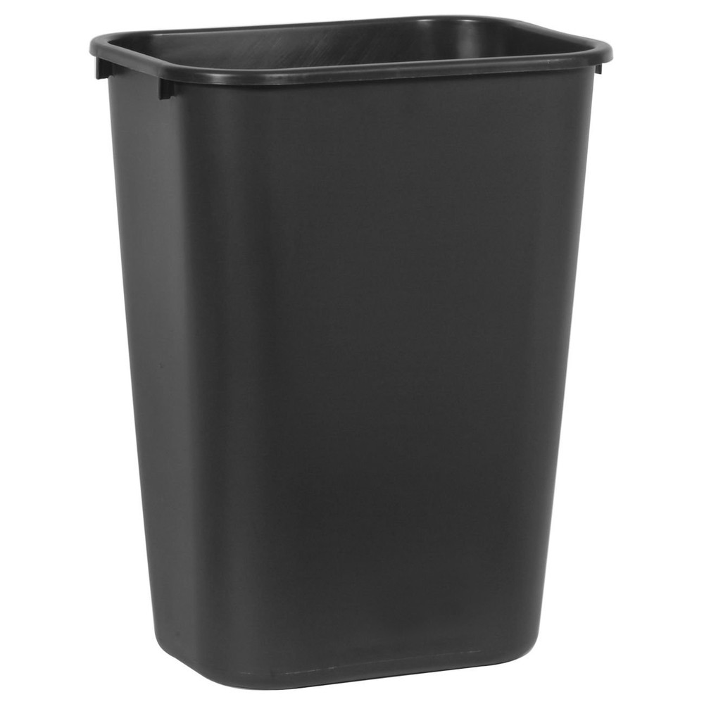 Commercial Wastebasket Trash Container, 41QT/10.25 GAL, Plastic, Black, Stackabl