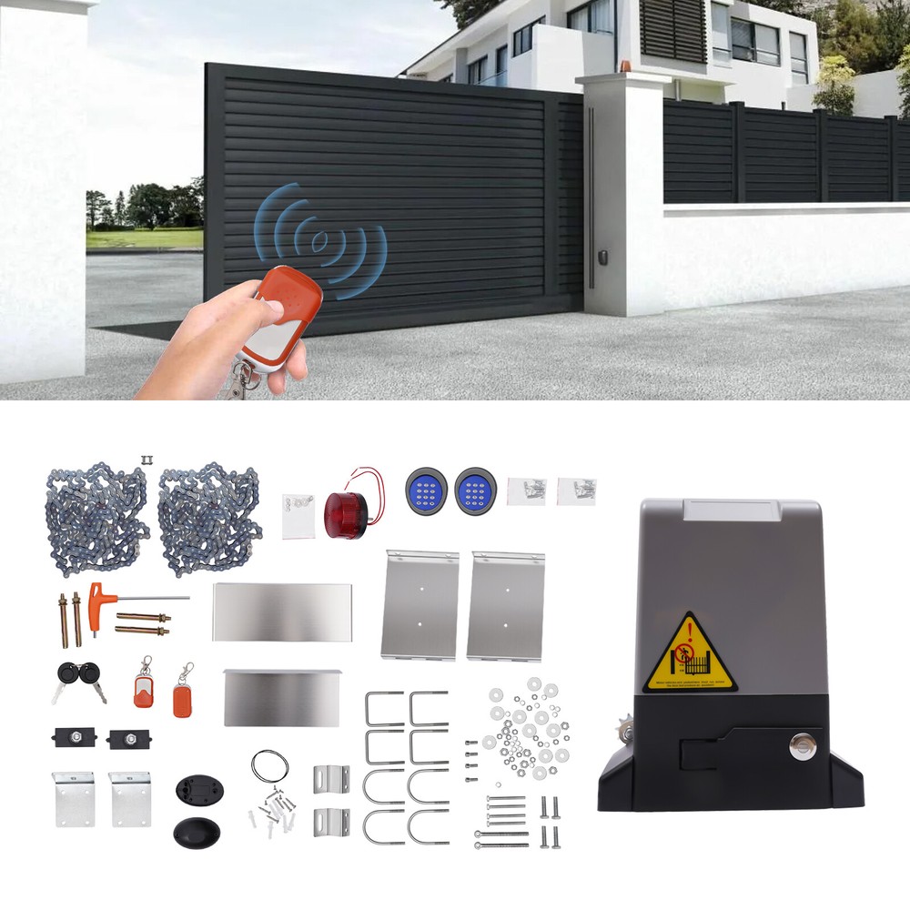 AGO-20 2500lbs Automatic Sliding Gate Opener Door Operator 2 Remote & 20ft Chain
