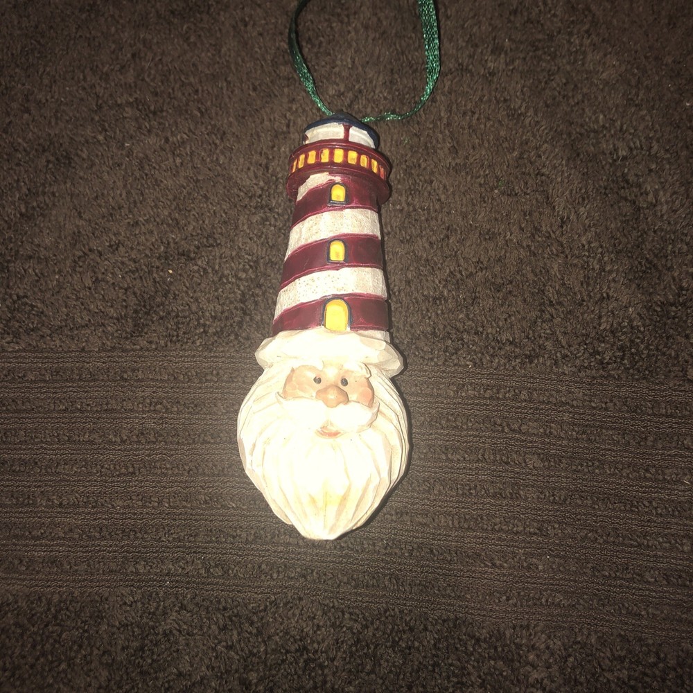 Santa With Lighthouse Hat Tree Ornament
