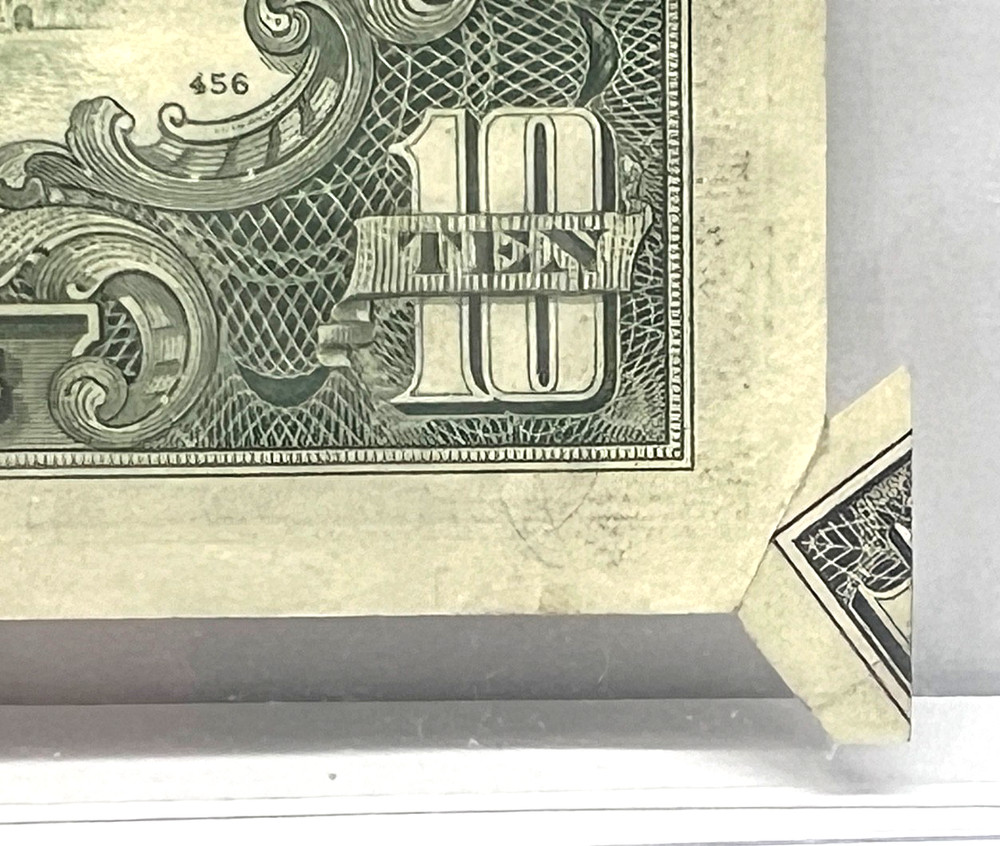1988-A $10 FRN PRINTED FOLD OVER CURRENCY NOTE ERROR--NICE CONDITION