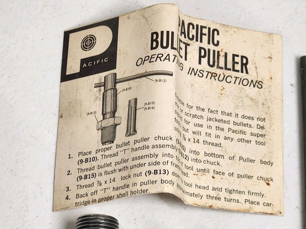 Pacific Bullet Puller With Instructions
