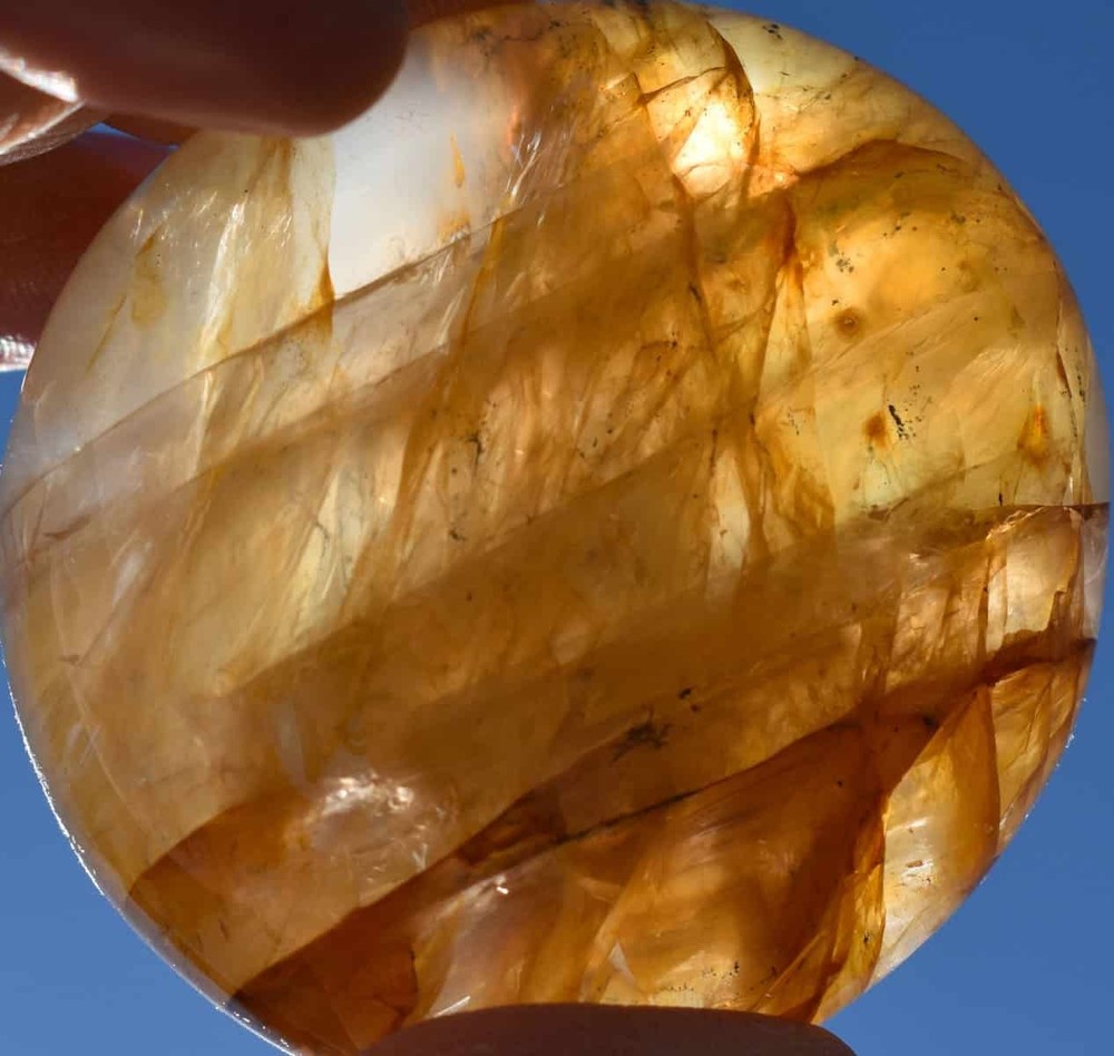 Yellow Hematoid Quartz Palm Stone #13
