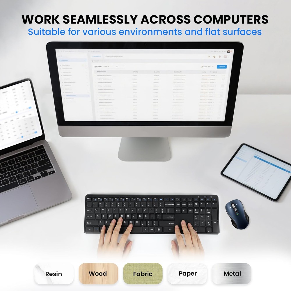 Bluetooth Wireless for Laptop,USB+BT×2,USB-C Charging,Quiet Multi Device ,Met...