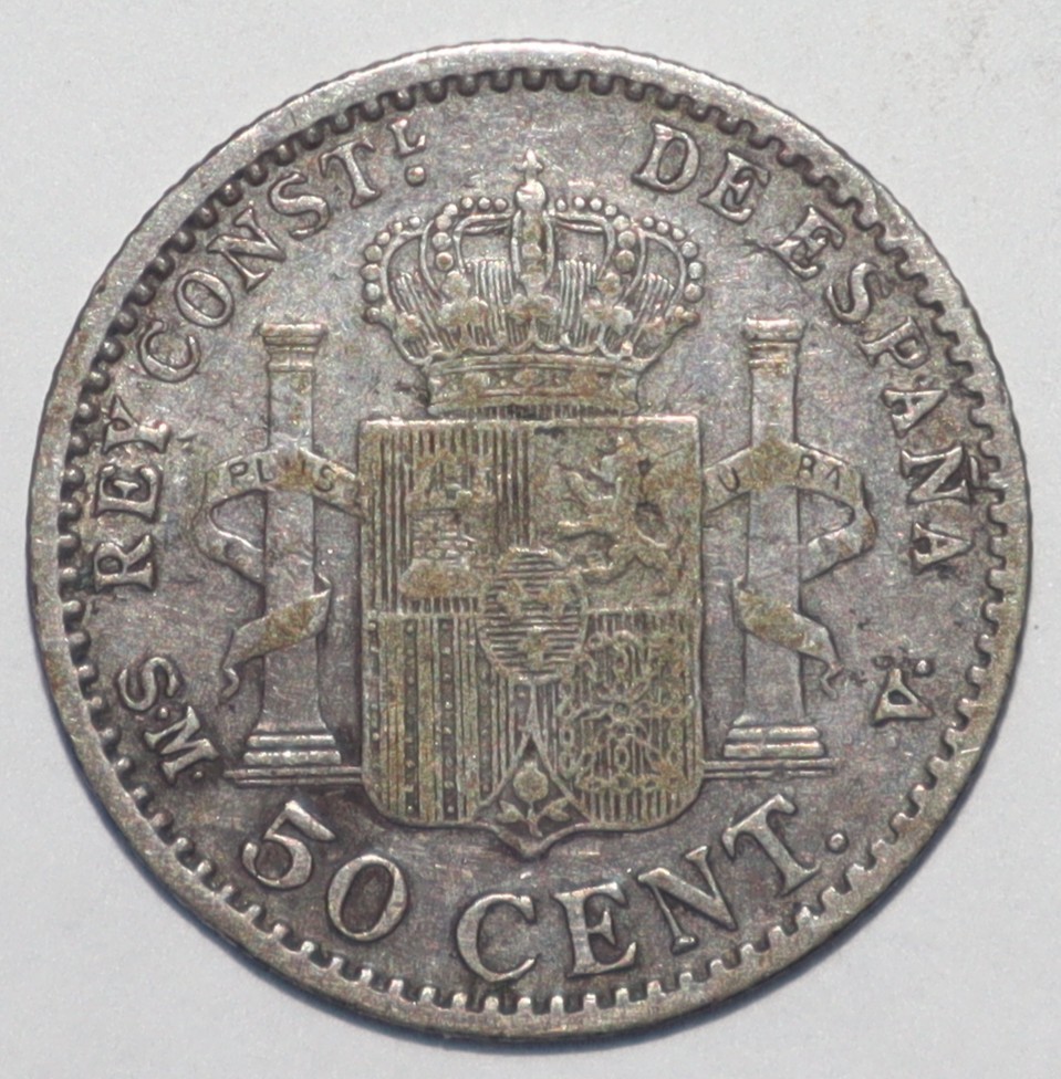 1900 Spain 50 Centimos (J214)