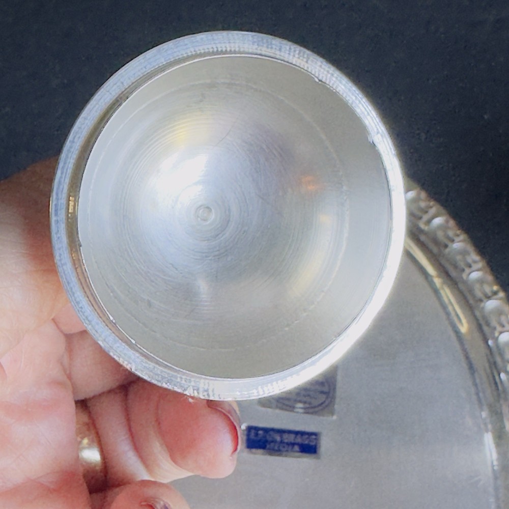 Vtg Silver-plated Sugar Bowl Lid Creamer & Tray Commodore Solid Brass India Labe