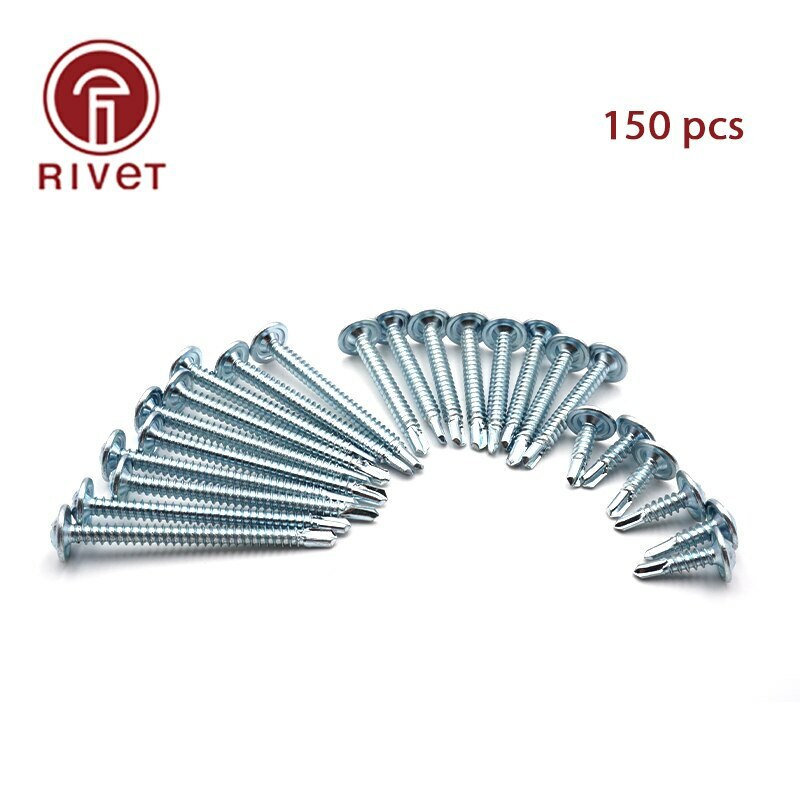 150Pcs M4.2 Cross Pan Head Drill Tail Self Tapping Galvanized Screw Electric