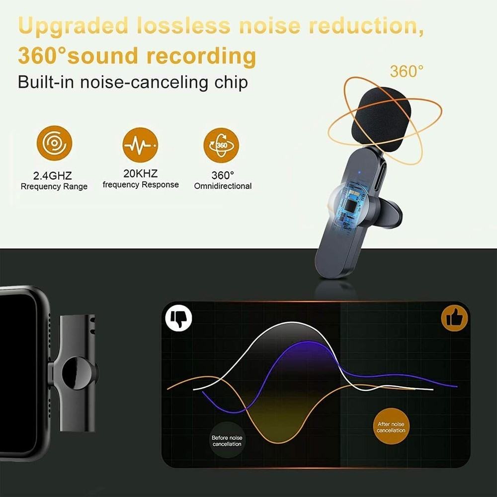 Wireless Microphone Mini Audio With Type-C Receiver For Conference Interview D