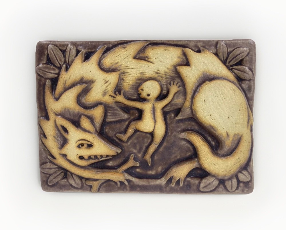 Wolfmother Ceramic Art Tile By Gretchen Kramp