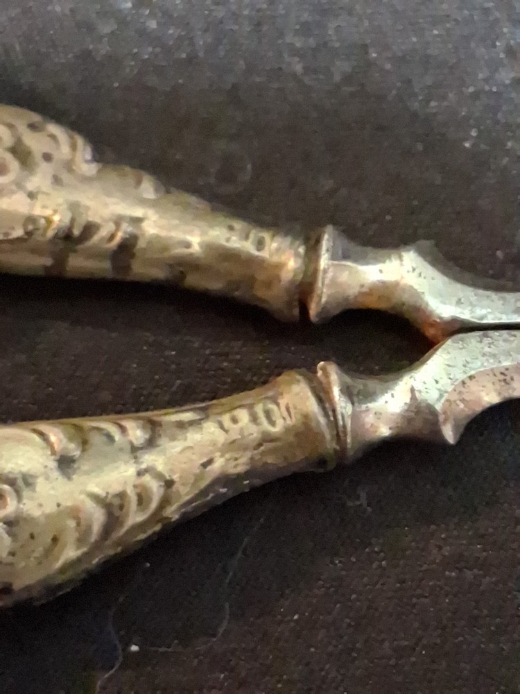 Antique 800 Silver Sewing Scissors Curved Blade Sharp