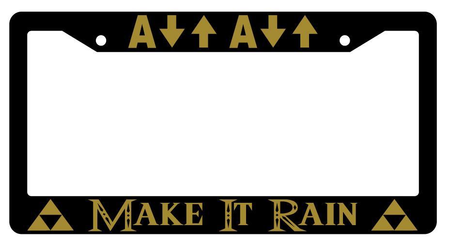 Make It Rain Black Plastic License Plate Frame Legend Of Zelda