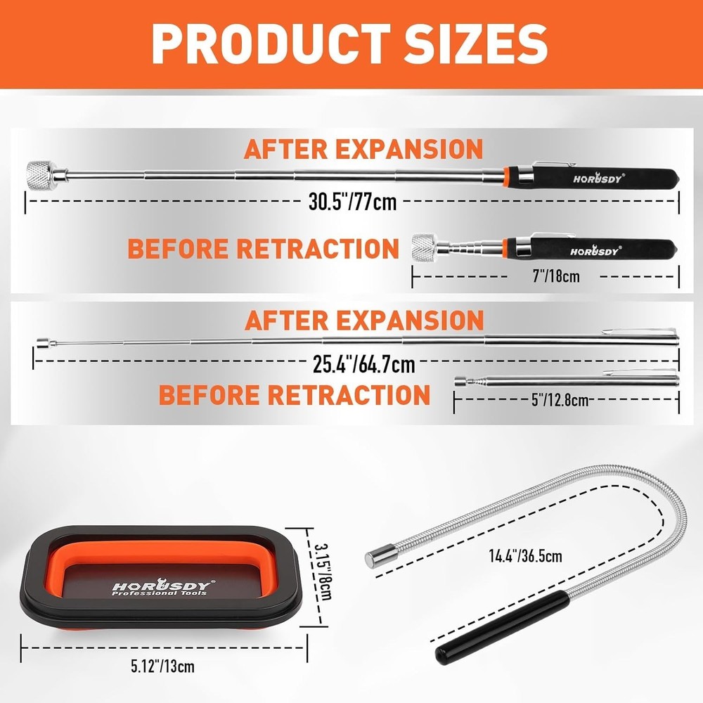 4 - PIECE Magnetic Pickup Tools Kit | Extendable Telescoping Magnet Pick up Tool