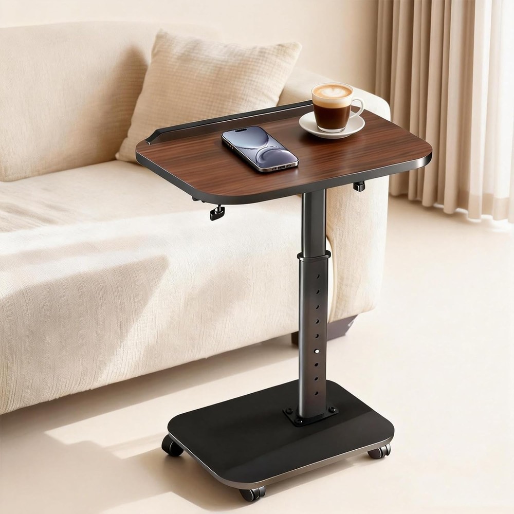 C Table End Table Adjustable Height Rolling TV Tray Table Small Spaces